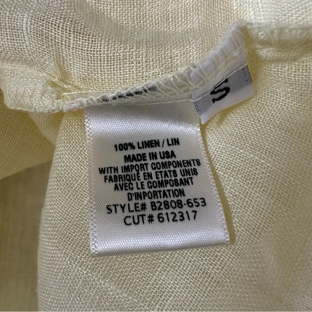ANTHROPOLOGIE-CLOTH & Stone Sunshine Yellow 100% Linen Button Down - Picture 8 of 9